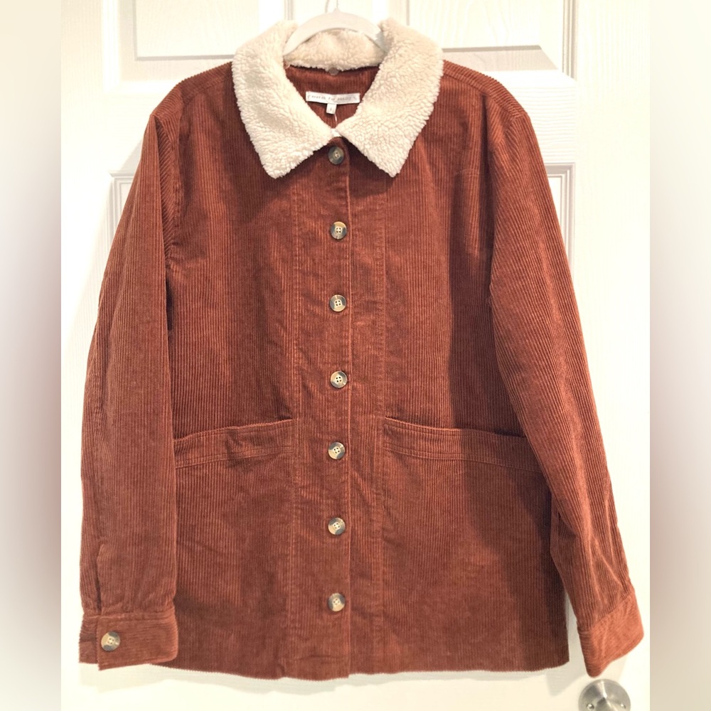 NWT Search for Sanity Corduroy Lined Jacket Large In Terracotta Brown